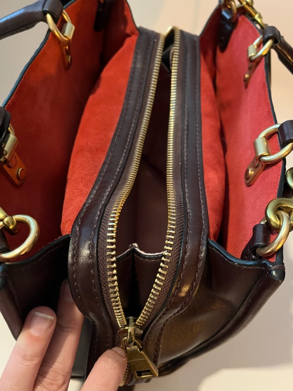 Coach Rogue 1941 Burgundy Quilted Riveted Tote with Gold Hardware - Picture 12 of 14